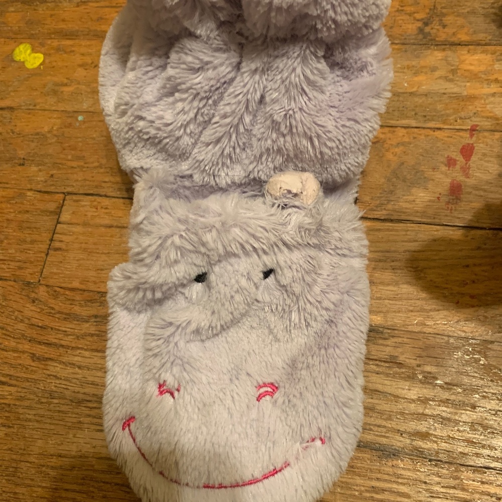 Fluffy hippo slippers